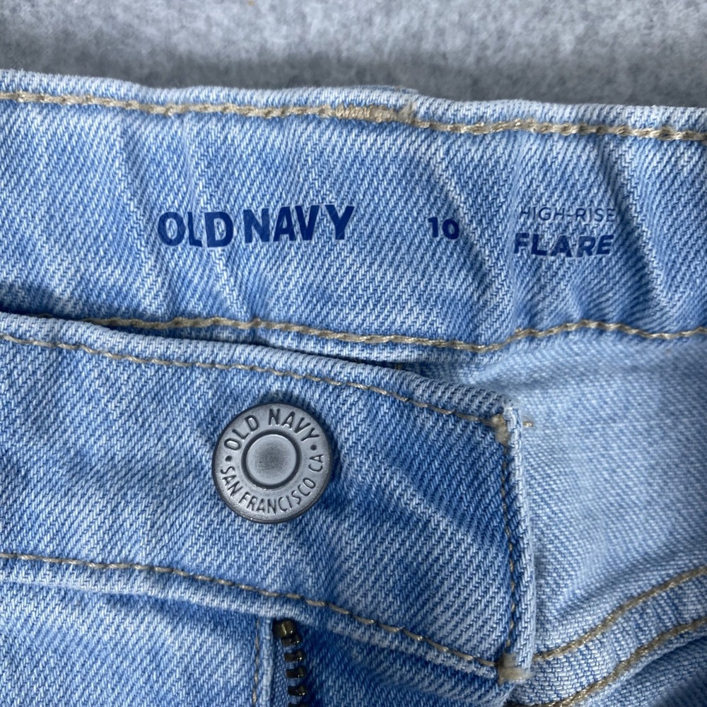 Old Navy Flare Jeans Girls 10 Light Wash Distressed High Rise Denim - Picture 7 of 16